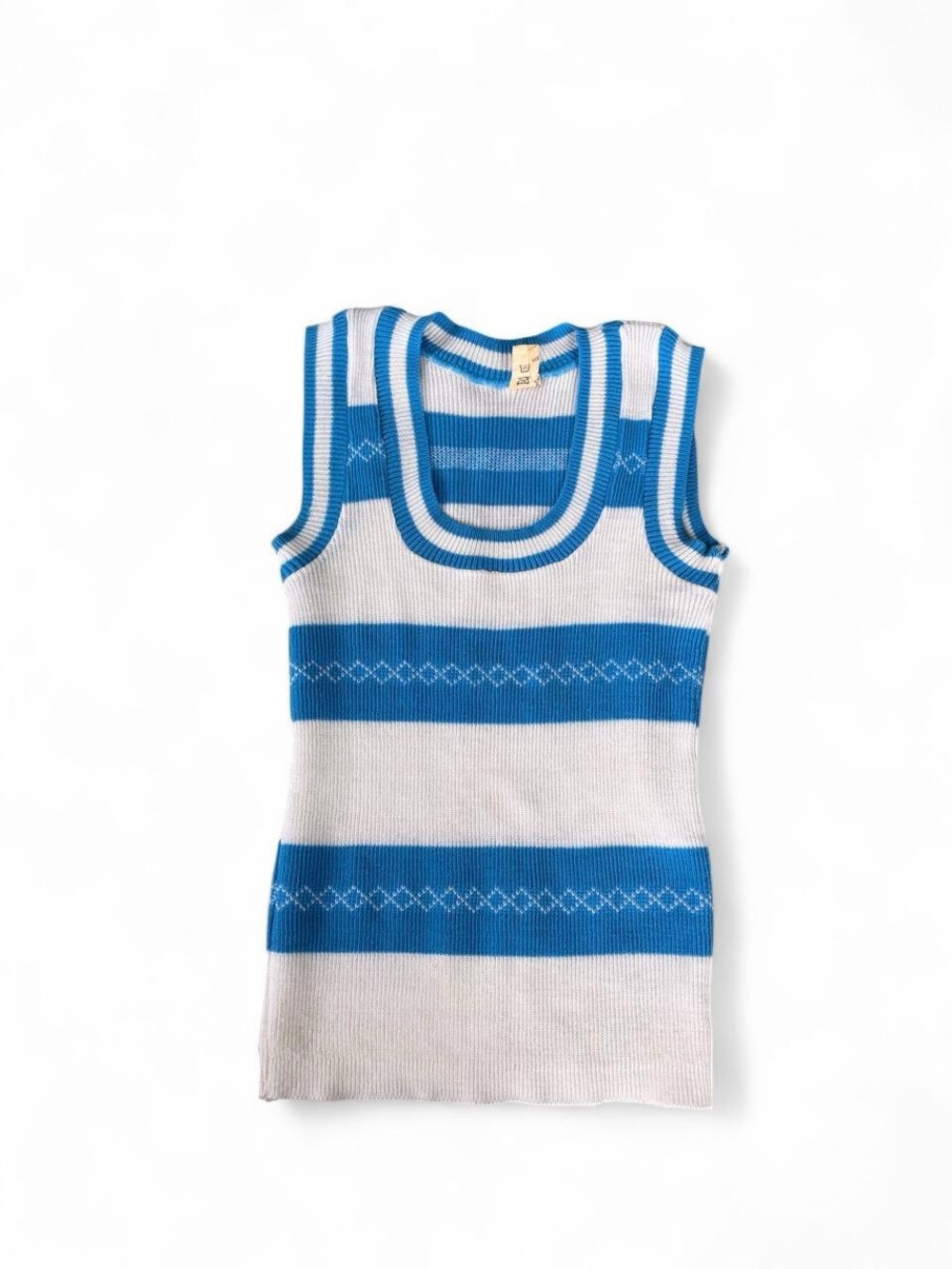 Blue and White Striped Ribbed Tank - Picture 8 of 8